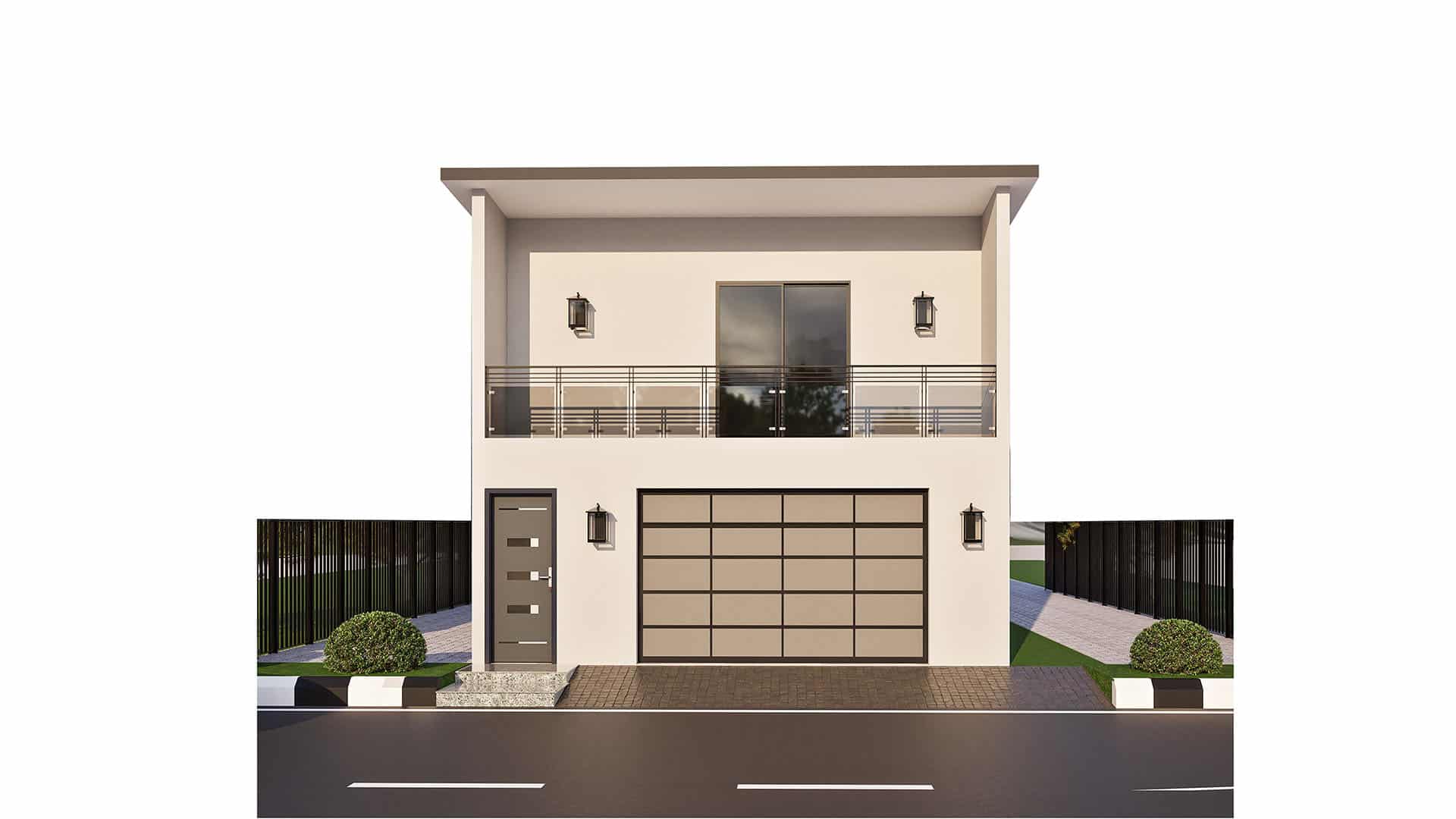 Modern 2B 2 story front elevation WB