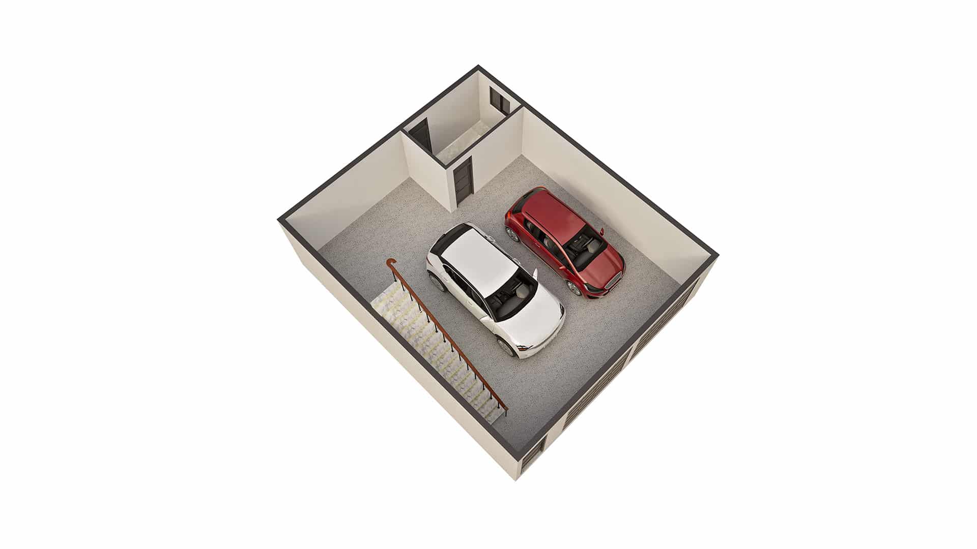 Modern 2B 3 story Lower floor 3D