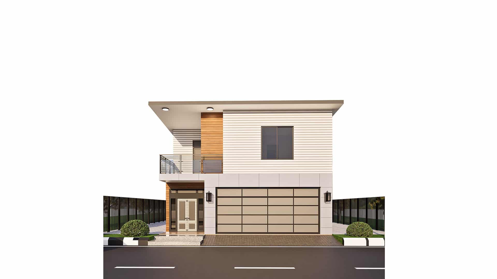 Modern Style 3B 2 story front elevation WB